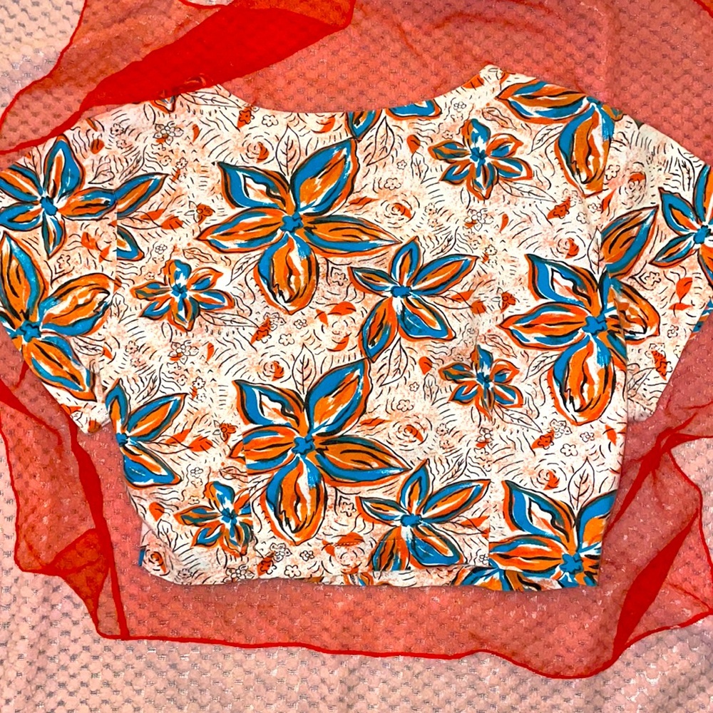 Vintage crop top ! 🤍🧡💙